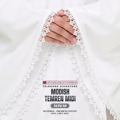 Telekung Siti Khadijah Inspired Modish Temren Midi (Top Only) - Free Wovenbag