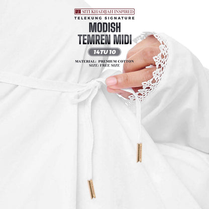 Telekung Siti Khadijah Inspired Modish Temren Midi (Top Only) - Free Wovenbag