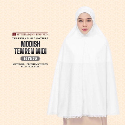 Telekung Siti Khadijah Inspired Modish Temren Midi (Top Only) - Free Wovenbag