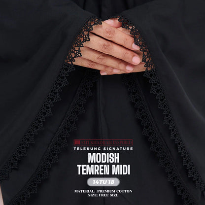 Telekung Siti Khadijah Inspired Modish Temren Midi (Top Only) - Free Wovenbag