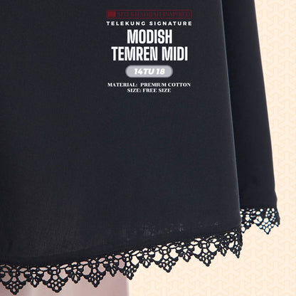 Telekung Siti Khadijah Inspired Modish Temren Midi (Top Only) - Free Wovenbag