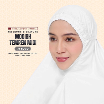 Telekung Siti Khadijah Inspired Modish Temren Midi (Top Only) - Free Wovenbag