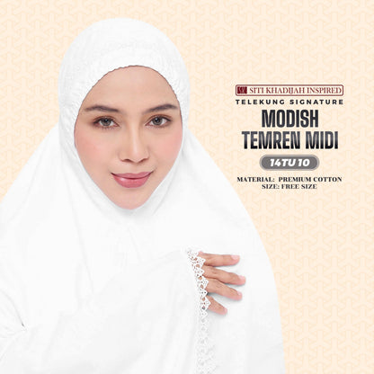 Telekung Siti Khadijah Inspired Modish Temren Midi (Top Only) - Free Wovenbag