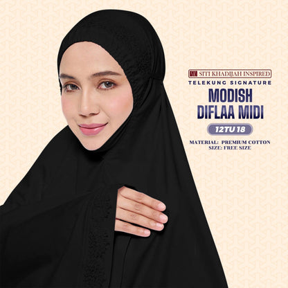 Telekung Siti Khadijah Inspired Modish Diflaa Midi (Top Only) - Free Woven Bag