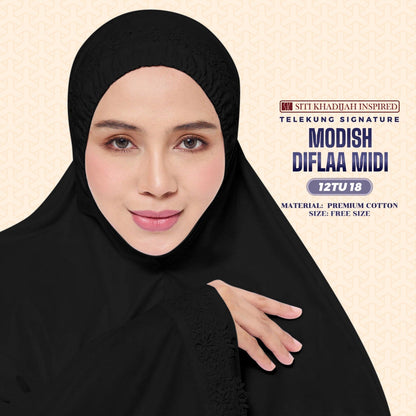 Telekung Siti Khadijah Inspired Modish Diflaa Midi (Top Only) - Free Woven Bag