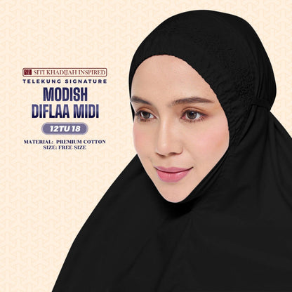 Telekung Siti Khadijah Inspired Modish Diflaa Midi (Top Only) - Free Woven Bag