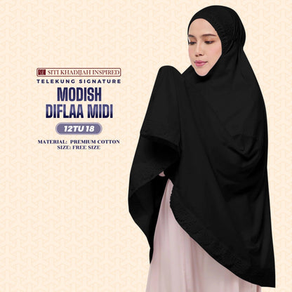 Telekung Siti Khadijah Inspired Modish Diflaa Midi (Top Only) - Free Woven Bag