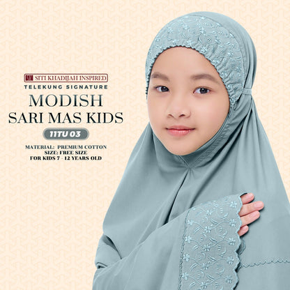 Telekung Siti Khadijah Inspired Signature Sari Mas Kids - Free Wovenbag