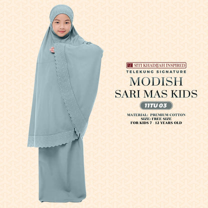 Telekung Siti Khadijah Inspired Signature Sari Mas Kids - Free Wovenbag