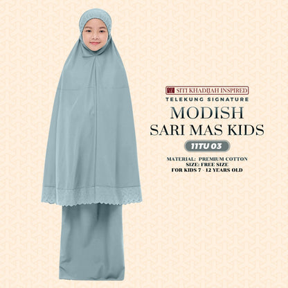 Telekung Siti Khadijah Inspired Signature Sari Mas Kids - Free Wovenbag