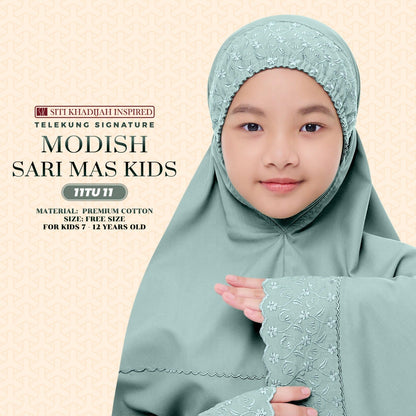 Telekung Siti Khadijah Inspired Signature Sari Mas Kids - Free Wovenbag