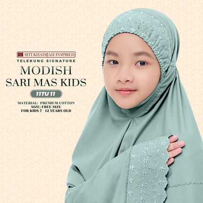 Telekung Siti Khadijah Inspired Signature Sari Mas Kids - Free Wovenbag