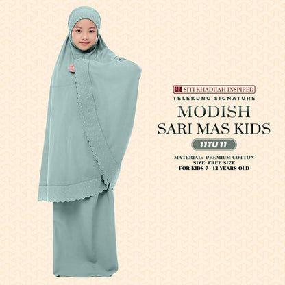 Telekung Siti Khadijah Inspired Signature Sari Mas Kids - Free Wovenbag