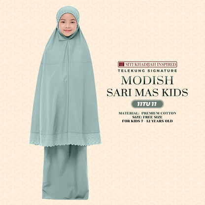 Telekung Siti Khadijah Inspired Signature Sari Mas Kids - Free Wovenbag