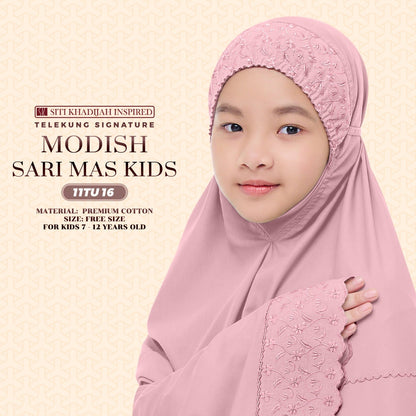 Telekung Siti Khadijah Inspired Signature Sari Mas Kids - Free Wovenbag