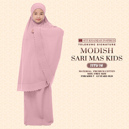 Telekung Siti Khadijah Inspired Signature Sari Mas Kids - Free Wovenbag