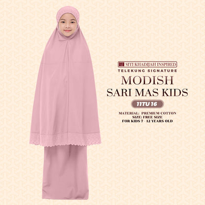 Telekung Siti Khadijah Inspired Signature Sari Mas Kids - Free Wovenbag