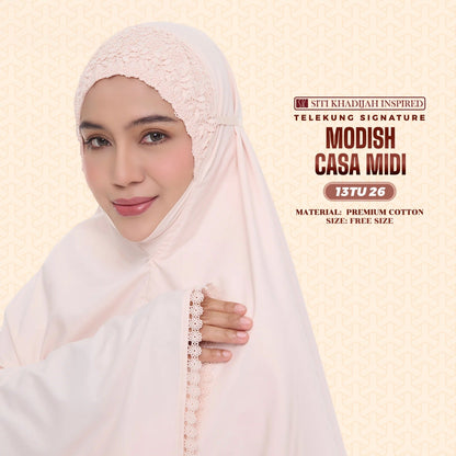 Telekung Siti Khadijah Inspired Modish Casa Midi (Top Only) - Free Wovenbag