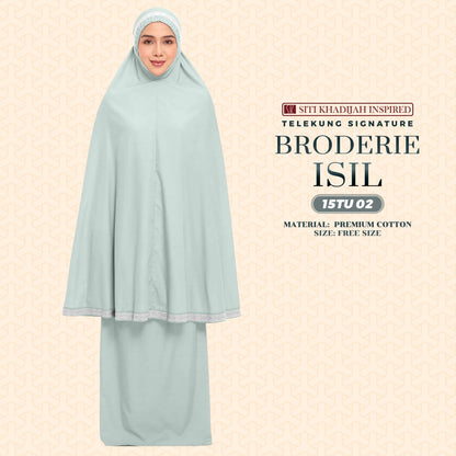 Telekung Siti Khadijah Inspired Broderie Isil Collection - Free Wovenbag