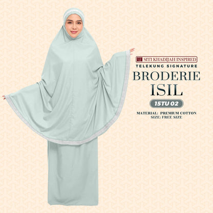 Telekung Siti Khadijah Inspired Broderie Isil Collection - Free Wovenbag