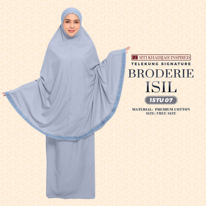 Telekung Siti Khadijah Inspired Broderie Isil Collection - Free Wovenbag