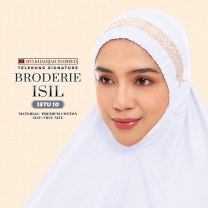 Telekung Siti Khadijah Inspired Broderie Isil Collection - Free Wovenbag