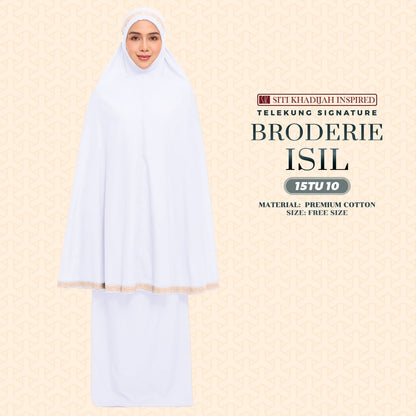 Telekung Siti Khadijah Inspired Broderie Isil Collection - Free Wovenbag