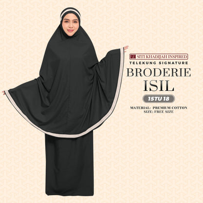 Telekung Siti Khadijah Inspired Broderie Isil Collection - Free Wovenbag