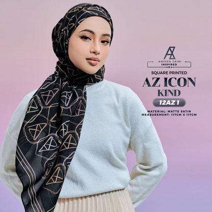 Ameera Zaini Inspired AZ ICON KIND Printed SQ Collection (12AZ)