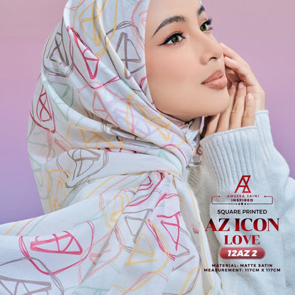 Ameera Zaini Inspired AZ ICON KIND Printed SQ Collection (12AZ)