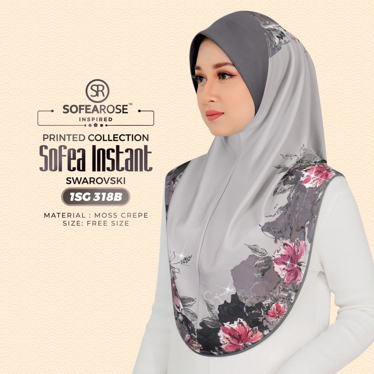 Sofearose Inspired Printed Instant Sarung Swarovski Collection