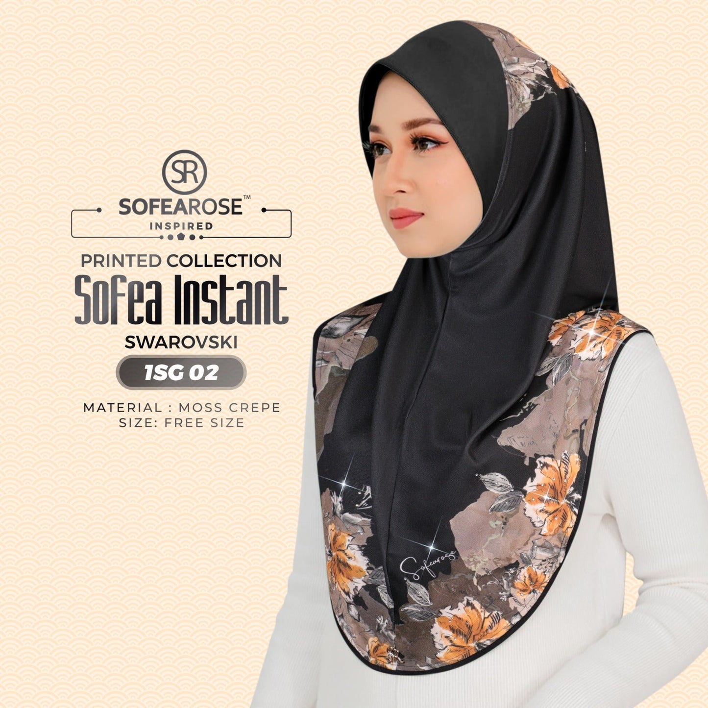 Sofearose Inspired Printed Instant Sarung Swarovski Collection