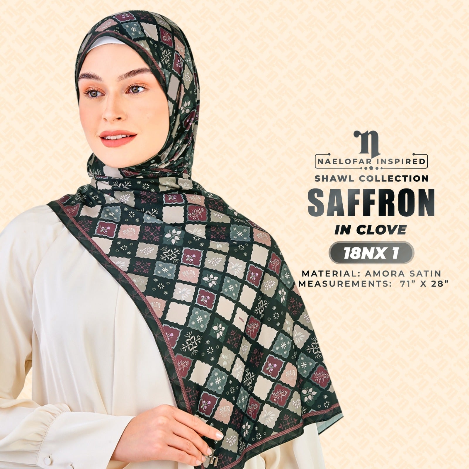 Naelofar Inspired Saffron Shawl Printed Collection (18NX) – SR Hijab