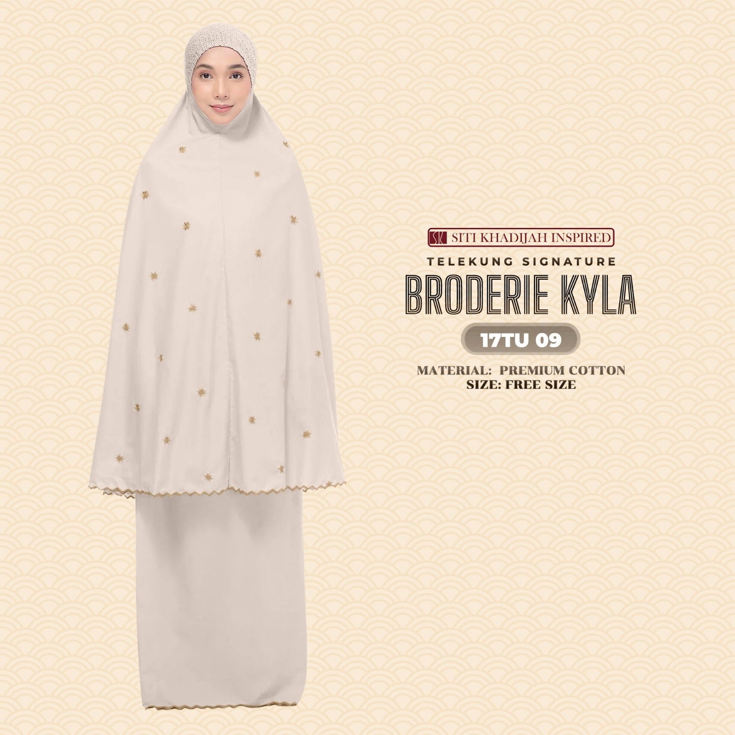 Telekung Siti Khadijah Inspired Broderie Kyla Collection Free Woven Bag (17TU)