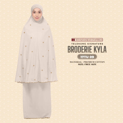 Telekung Siti Khadijah Inspired Broderie Kyla Collection Free Woven Bag (17TU)