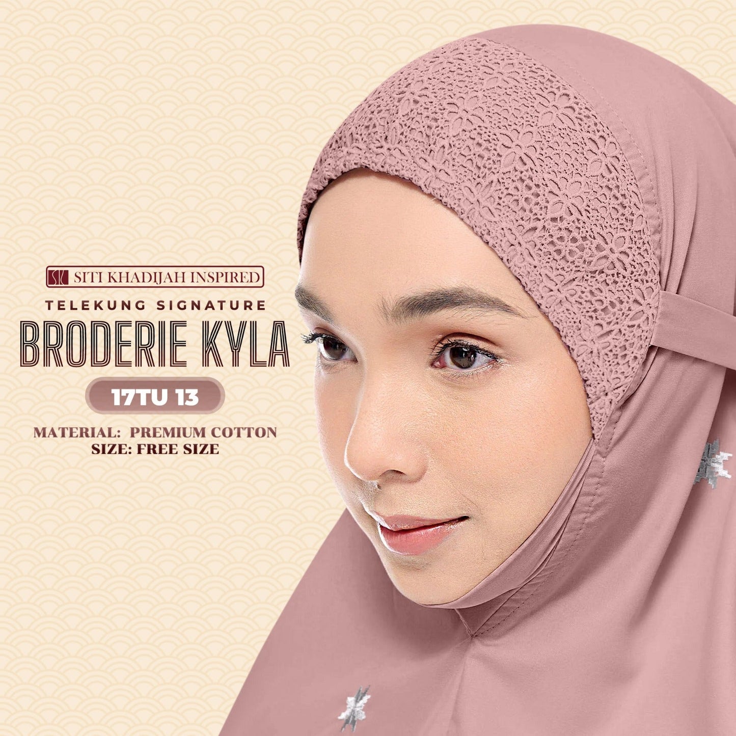 Telekung Siti Khadijah Inspired Broderie Kyla Collection Free Woven Bag (17TU)