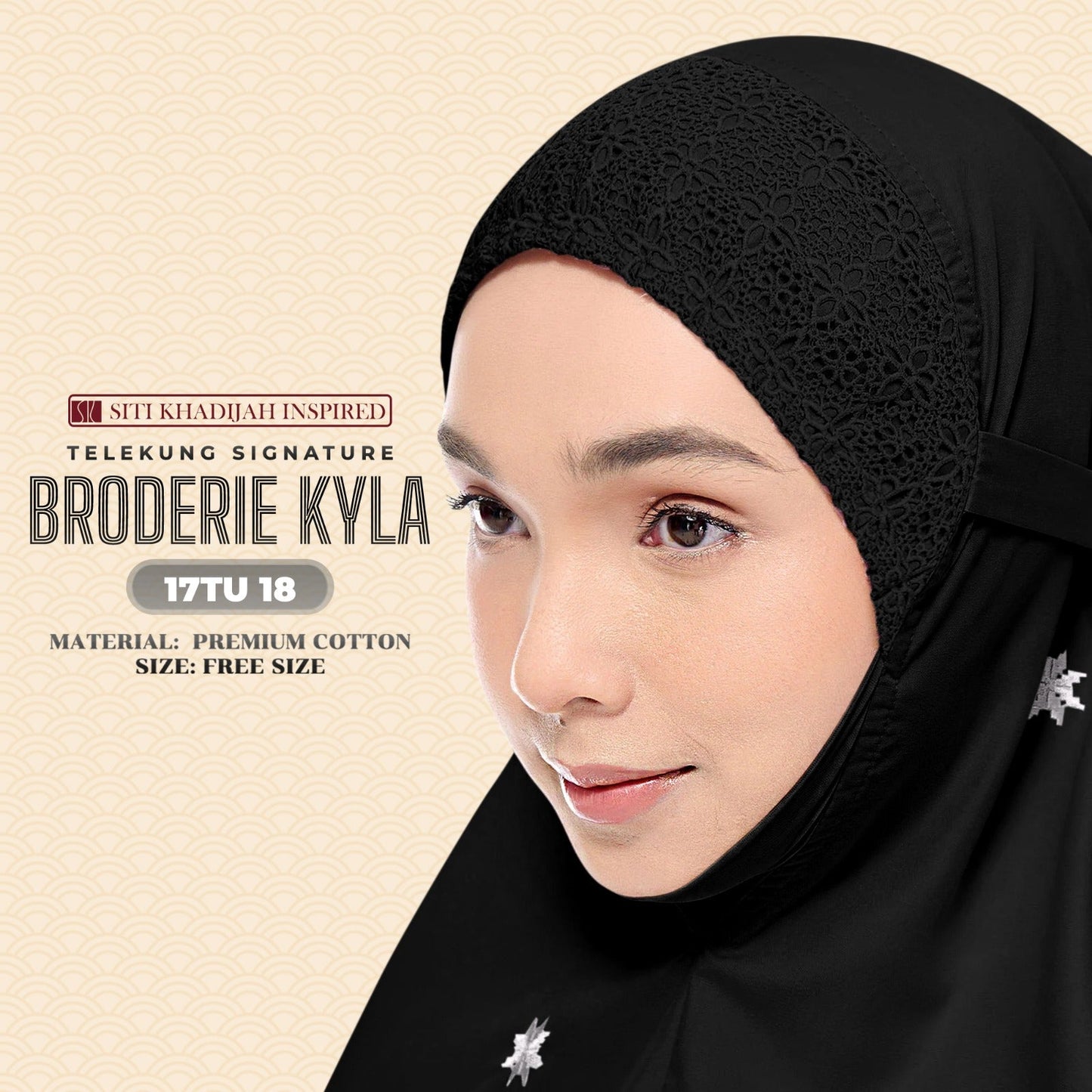 Telekung Siti Khadijah Inspired Broderie Kyla Collection Free Woven Bag (17TU)