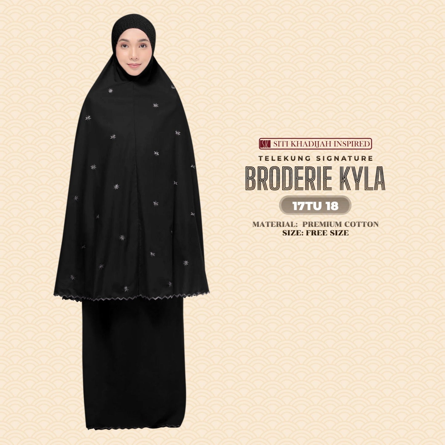 Telekung Siti Khadijah Inspired Broderie Kyla Collection Free Woven Bag (17TU)