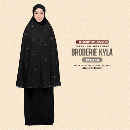 Telekung Siti Khadijah Inspired Broderie Kyla Collection Free Woven Bag (17TU)