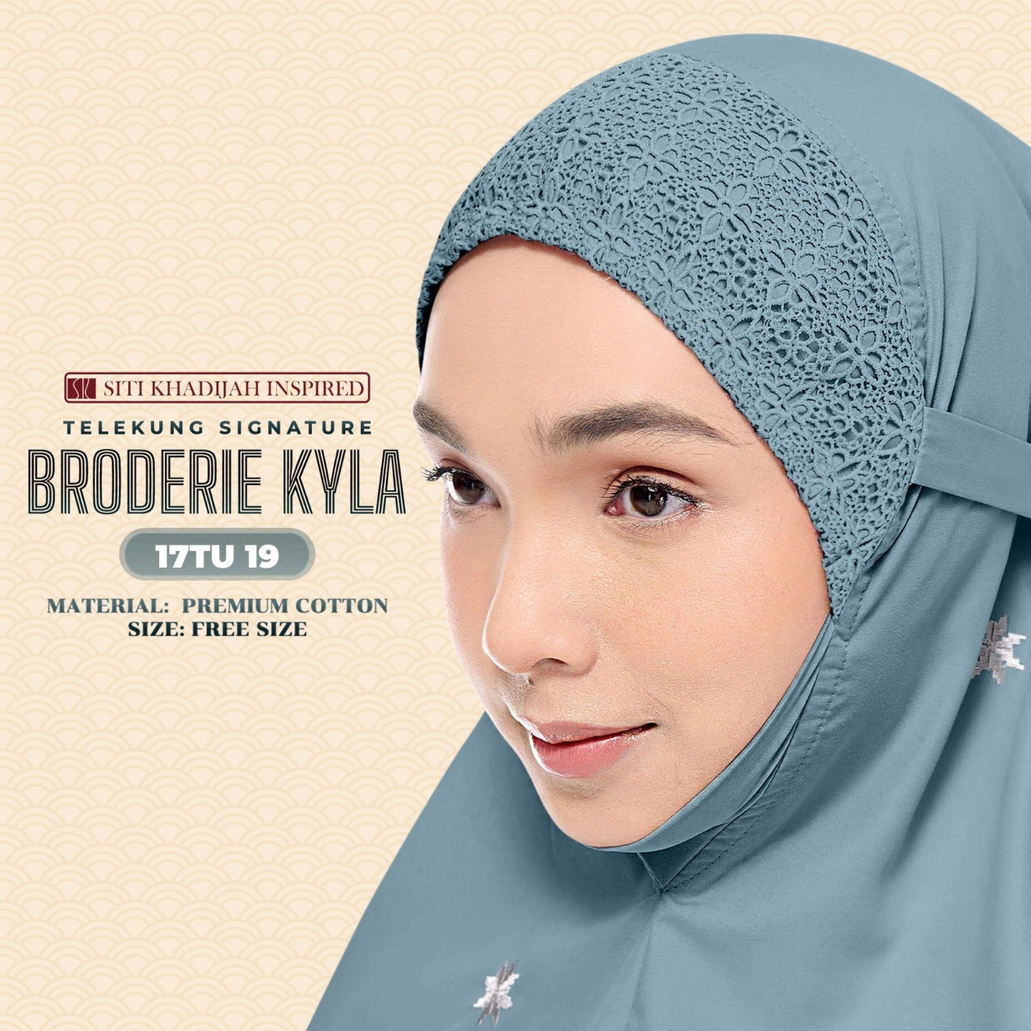 Telekung Siti Khadijah Inspired Broderie Kyla Collection Free Woven Bag (17TU)