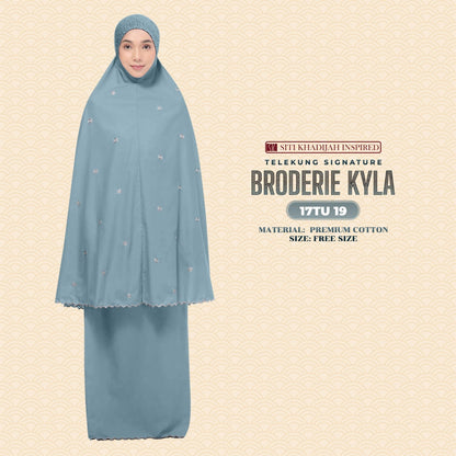 Telekung Siti Khadijah Inspired Broderie Kyla Collection Free Woven Bag (17TU)