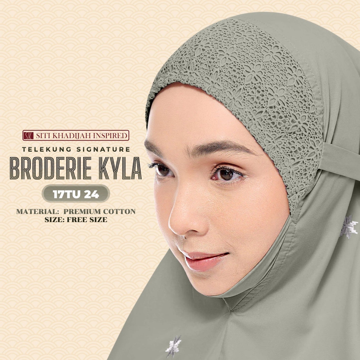 Telekung Siti Khadijah Inspired Broderie Kyla Collection Free Woven Bag (17TU)