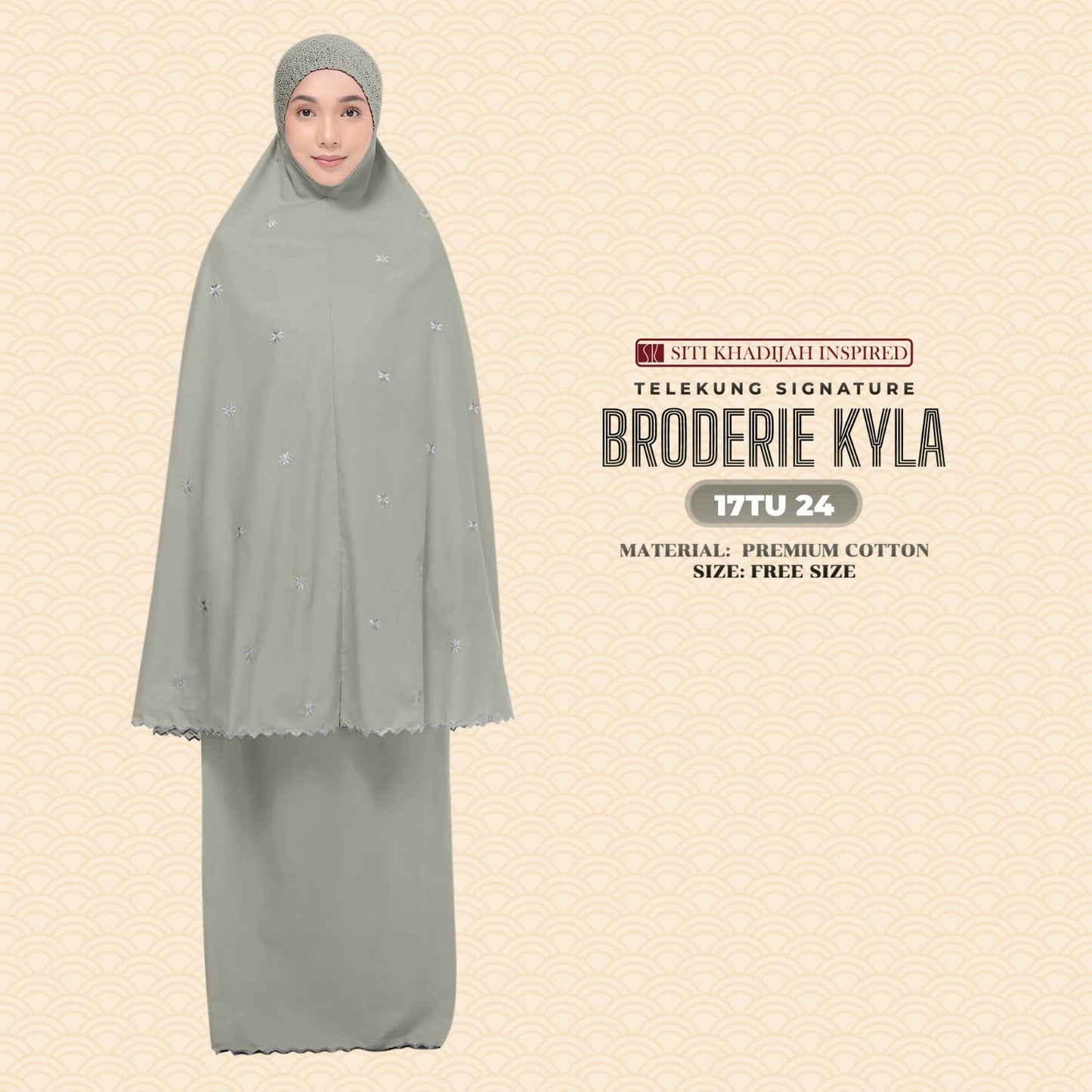 Telekung Siti Khadijah Inspired Broderie Kyla Collection Free Woven Bag (17TU)