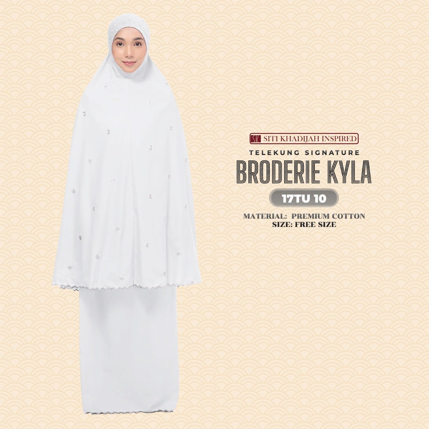 Telekung Siti Khadijah Inspired Broderie Kyla Collection Free Woven Bag (17TU)