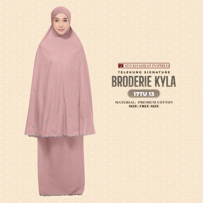 Telekung Siti Khadijah Inspired Broderie Kyla Collection Free Woven Bag (17TU)