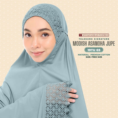 Telekung Siti Khadija Inspired Modish Asanoha Jupe Collection Free Woven Bag (19TU)