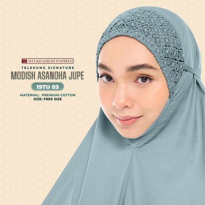 Telekung Siti Khadija Inspired Modish Asanoha Jupe Collection Free Woven Bag (19TU)