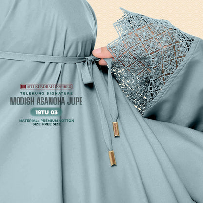 Telekung Siti Khadija Inspired Modish Asanoha Jupe Collection Free Woven Bag (19TU)