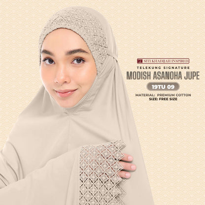 Telekung Siti Khadija Inspired Modish Asanoha Jupe Collection Free Woven Bag (19TU)