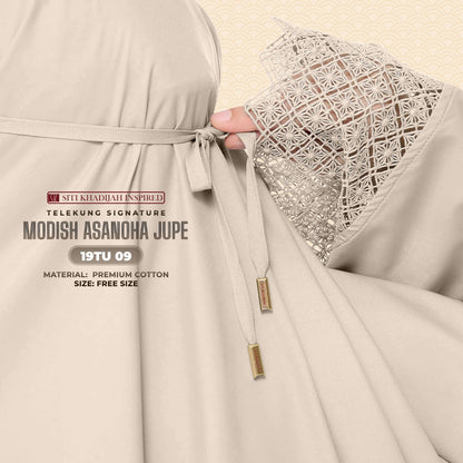 Telekung Siti Khadija Inspired Modish Asanoha Jupe Collection Free Woven Bag (19TU)